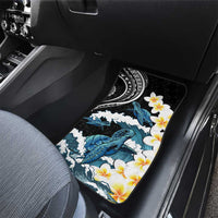 Black Polynesia Car Mats Polynesian Frangipani With Sea Turtles