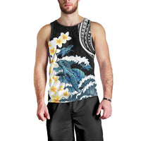 Black Polynesia Men Tank Top Polynesian Frangipani With Sea Turtles