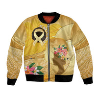 Polynesia Childhood Cancer Awareness Bomber Jacket Be Bold Go Gold Polynesian Art