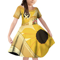 Polynesia Childhood Cancer Awareness Family Matching Off Shoulder Short Dress and Hawaiian Shirt Be Bold Go Gold Polynesian Art