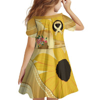 Polynesia Childhood Cancer Awareness Family Matching Tank Maxi Dress and Hawaiian Shirt Be Bold Go Gold Polynesian Art