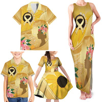 Polynesia Childhood Cancer Awareness Family Matching Tank Maxi Dress and Hawaiian Shirt Be Bold Go Gold Polynesian Art