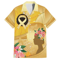 Polynesia Childhood Cancer Awareness Family Matching Tank Maxi Dress and Hawaiian Shirt Be Bold Go Gold Polynesian Art