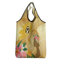 Polynesia Childhood Cancer Awareness Grocery Bag Be Bold Go Gold Polynesian Art