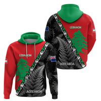 New Zealand And Lebanon Hoodie Silver Fern Maori With Cedar Tree Together LT14 - Polynesian Pride