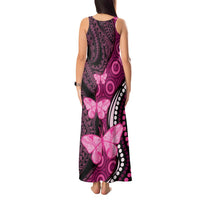 Think Pink Breast Cancer Awareness Tank Maxi Dress Butterfly Aboriginal Mix Polynesian Pattern