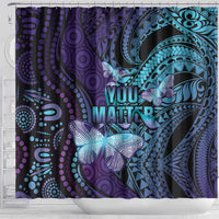 You Matter Suicide Prevention Awareness Shower Curtain Butterfly Aboriginal Mix Polynesian Pattern
