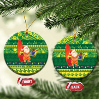 Cook Islands Christmas Ceramic Ornament Surfing Santa Mere Kiritimiti - Polynesian Pride