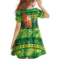 Cook Islands Christmas Family Matching Off Shoulder Maxi Dress and Hawaiian Shirt Surfing Santa Mere Kiritimiti - Polynesian Pride