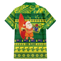Cook Islands Christmas Family Matching Off Shoulder Maxi Dress and Hawaiian Shirt Surfing Santa Mere Kiritimiti - Polynesian Pride