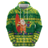 Cook Islands Christmas Hoodie Surfing Santa Mere Kiritimiti - Polynesian Pride