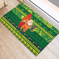 Cook Islands Christmas Rubber Doormat Surfing Santa Mere Kiritimiti - Polynesian Pride
