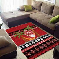 French Polynesia Christmas Area Rug Tiare Chilling Santa Oaoa I teie Noera - Polynesian Pride