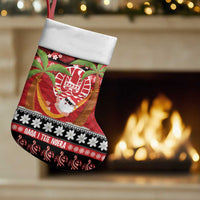 French Polynesia Christmas Stocking Tiare Chilling Santa Oaoa I teie Noera LT14 Set of 2 Red - Polynesian Pride