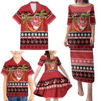 French Polynesia Christmas Family Matching Puletasi and Hawaiian Shirt Tiare Chilling Santa Oaoa I teie Noera LT14 - Polynesian Pride