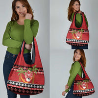 French Polynesia Christmas Grocery Bag Tiare Chilling Santa Oaoa I teie Noera - Polynesian Pride