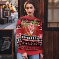 French Polynesia Christmas Ugly Christmas Sweater Tiare Chilling Santa Oaoa I teie Noera - Polynesian Pride