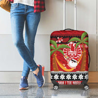 French Polynesia Christmas Luggage Cover Tiare Chilling Santa Oaoa I teie Noera - Polynesian Pride