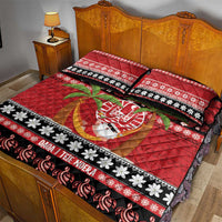 French Polynesia Christmas Quilt Bed Set Tiare Chilling Santa Oaoa I teie Noera - Polynesian Pride