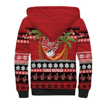 French Polynesia Christmas Sherpa Hoodie Tiare Chilling Santa Oaoa I teie Noera LT14 - Polynesian Pride
