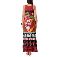 French Polynesia Christmas Tank Maxi Dress Tiare Chilling Santa Oaoa I teie Noera LT14 - Polynesian Pride
