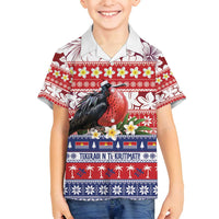 Kiribati Christmas Family Matching Off Shoulder Maxi Dress and Hawaiian Shirt Frigatebird Santa Tekeraoi n te Kiritimati - Polynesian Pride