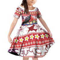 Kiribati Christmas Family Matching Off Shoulder Short Dress and Hawaiian Shirt Frigatebird Santa Tekeraoi n te Kiritimati - Polynesian Pride