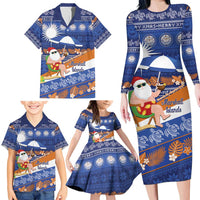 Marshall Islands Christmas Family Matching Long Sleeve Bodycon Dress and Hawaiian Shirt Beachy Santa Monono ilo raaneoan Nejin - Polynesian Pride