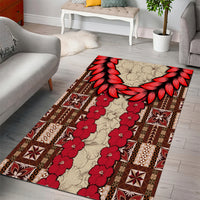 Samoa Siapo Area Rug Tapa Pattern Mix Ula Fala Hibiscus LT14 - Polynesian Pride
