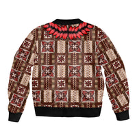 Samoa Siapo Sleeve Zip Bomber Jacket Tapa Pattern Mix Ula Fala Hibiscus LT14 - Polynesian Pride