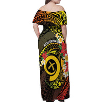 Vanuatu Christmas Family Matching Off Shoulder Maxi Dress and Hawaiian Shirt Vanuatuan Pig Tusk - Meri Krismas! LT14 - Polynesian Pride
