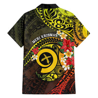 Vanuatu Christmas Family Matching Off Shoulder Short Dress and Hawaiian Shirt Vanuatuan Pig Tusk - Meri Krismas! LT14 - Polynesian Pride