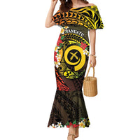 Vanuatu Christmas Mermaid Dress Vanuatuan Pig Tusk - Meri Krismas! LT14 Women Black - Polynesian Pride