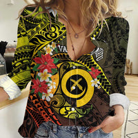 Vanuatu Christmas Women Casual Shirt Vanuatuan Pig Tusk - Meri Krismas! LT14 Female Black - Polynesian Pride