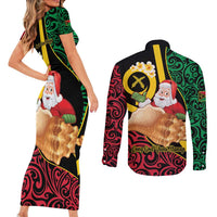 Vanuatu Christmas Couples Matching Short Sleeve Bodycon Dress and Long Sleeve Button Shirt Vanuatuan Conch Shell - Meri Krismas!