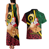 Vanuatu Christmas Couples Matching Tank Maxi Dress and Hawaiian Shirt Vanuatuan Conch Shell - Meri Krismas!