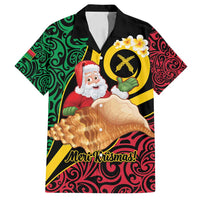 Vanuatu Christmas Family Matching Off Shoulder Short Dress and Hawaiian Shirt Vanuatuan Conch Shell - Meri Krismas!