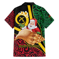 Vanuatu Christmas Family Matching Off Shoulder Short Dress and Hawaiian Shirt Vanuatuan Conch Shell - Meri Krismas!