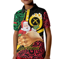 Vanuatu Christmas Kid Polo Shirt Vanuatuan Conch Shell - Meri Krismas! LT14 Kid Black - Polynesian Pride