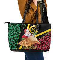 Vanuatu Christmas Leather Tote Bag Vanuatuan Conch Shell - Meri Krismas! LT14 - Polynesian Pride