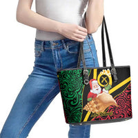 Vanuatu Christmas Leather Tote Bag Vanuatuan Conch Shell - Meri Krismas! LT14 - Polynesian Pride