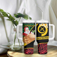 Vanuatu Christmas Tumbler With Handle Vanuatuan Conch Shell - Meri Krismas!