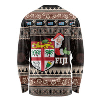 Fiji Christmas Long Sleeve Shirt Fijian Masi Marau na Kerisimasi! - Brown