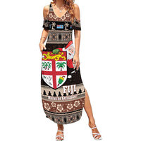 Fiji Christmas Summer Maxi Dress Fijian Masi Marau na Kerisimasi! - Brown LT14 Women Brown - Polynesian Pride