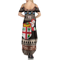 Fiji Christmas Summer Maxi Dress Fijian Masi Marau na Kerisimasi! - Brown LT14 - Polynesian Pride