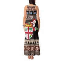Fiji Christmas Tank Maxi Dress Fijian Masi Marau na Kerisimasi! - Brown LT14 - Polynesian Pride