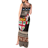 Fiji Christmas Tank Maxi Dress Fijian Masi Marau na Kerisimasi! - Brown LT14 - Polynesian Pride