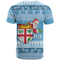 Fiji Christmas T Shirt Fijian Masi Marau na Kerisimasi! - Blue LT14 - Polynesian Pride