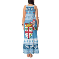 Fiji Christmas Tank Maxi Dress Fijian Masi Marau na Kerisimasi! - Blue LT14 - Polynesian Pride