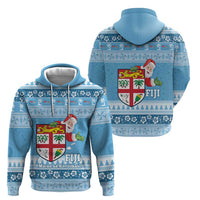 Fiji Christmas Zip Hoodie Fijian Masi Marau na Kerisimasi! - Blue